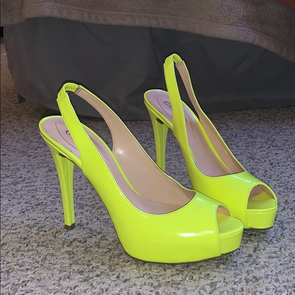 Neon Yellow Peep Toe Heels
